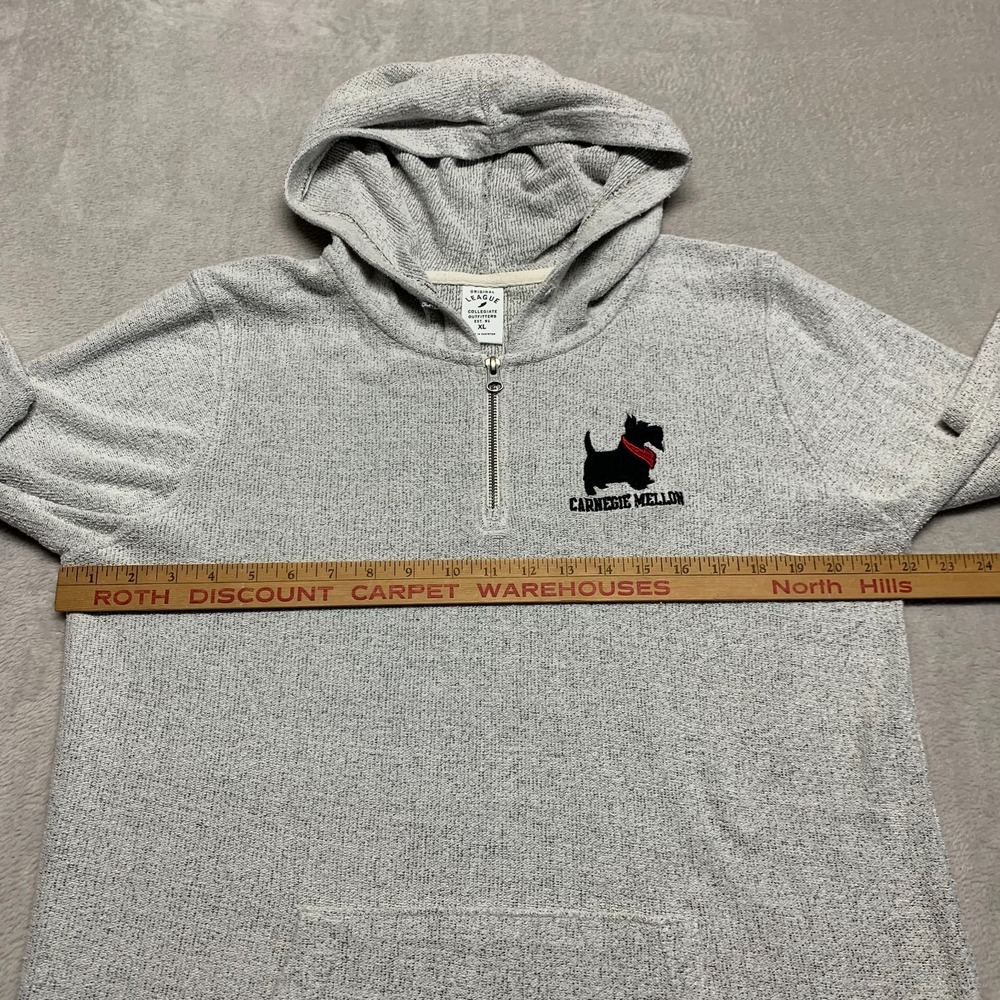 Carnegie Mellon 1/4 Zip Sweater Hooded Mens XL Gray Scotty Dog Tartans Y2K - Picture 5 of 7